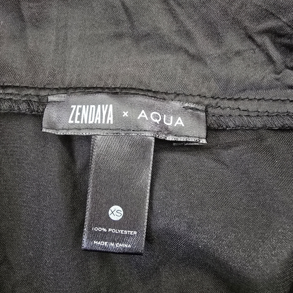 NWT Zendaya X Aqua Embroidered Star Gown Semi Sheer XS Black Purple Formal - Picture 14 of 15